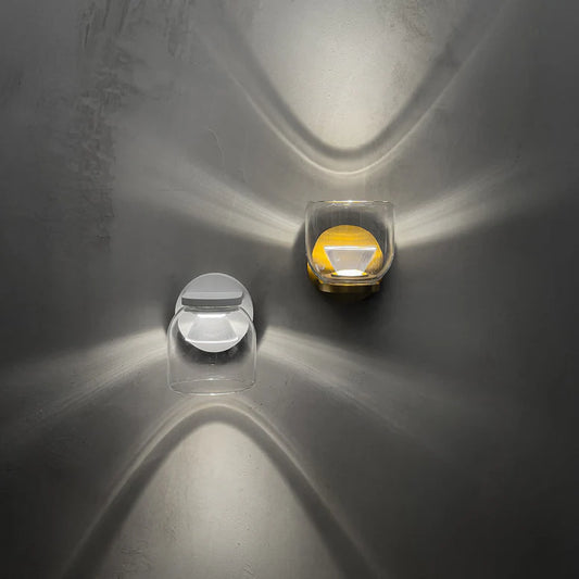 Glass wall lamp LED Brushed gold color and white color suitable for bedside or any wall. Available in Singapore.